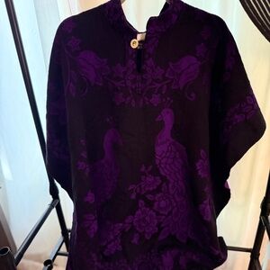 Purple and black peacock cape